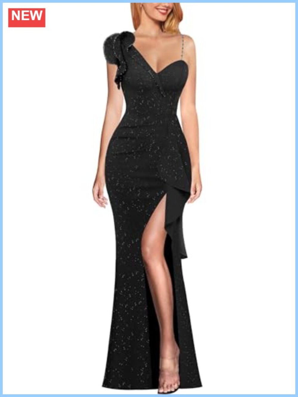 Ruffle One Shoulder Formal Evening Prom Maxi Dress